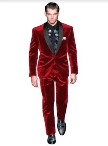 Maroon Velvet Fabric Suit With Velvet Tuxedos Fabric 1 Maroon Velvet Fabric Suit With Velvet Tuxedos Fabric