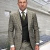 Statement Men's 3 Piece Modern Fit 100% Wool Suit - Wide Lapel Vest