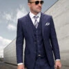 Statement ITALY Suit - Super 150's Wool Suit Statement Men's Outlet 3 Piece 100% Wool Fashion Suit - Classic Glen Plaid