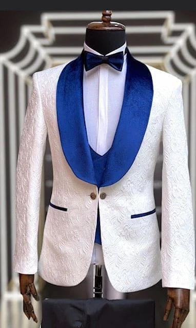 Wedding Tuxedos For Men In Blue Classic Wedding Tuxedo Style For Guys - Two Toned Lapel 1 Wedding Tuxedos For Men In Blue Classic Wedding Tuxedo Style For Guys - Two Toned Lapel
