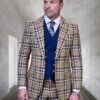 Statement Men's 100% Wool 3 Piece Suit - Vibrant Color Contrast