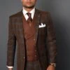 Statement Men's 3 Piece 100% Wool Fashion Suit - Classic Plaid Pattern