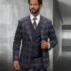 Statement ITALY Suit - Super 150's Wool Suit Statement Men's 3 Piece 100% Wool Fashion Suit - Plaid Pattern