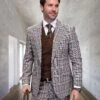 Statement ITALY Suit - Super 150's Wool Suit Statement Men's 3 Piece Modern Fit 100% Wool Suit - Sharp Plaid