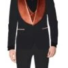 Wedding Tuxedos For Men In Black & Orange Classic Wedding Tuxedo Style For Guys - Two Toned Lapel