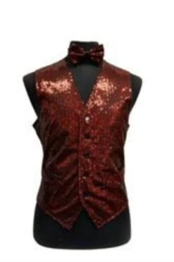 Sparkly Bow Tie Satin Shiny Sequin Dress Tuxedo Wedding Vest/bow Tie Set Red And Black Vest - Men's Neck Ties - Mens Dress Tie - Trendy Mens Ties