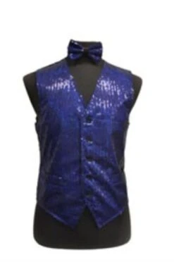 Sparkly Bow Tie Satin Shiny Sequin Dress Tuxedo Wedding Vest/bow Tie Set Royal Blue - Men's Neck Ties - Mens Dress Tie - Trendy Mens Ties