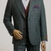 Steve Harvey Suit - Peak Lapel Modern Fit - No Pleated Pants Designer Brand Green Peak Lapel 3 Piece Vested Suit