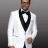 Mens Designer Traditional Shawl Dinner Jacket In White