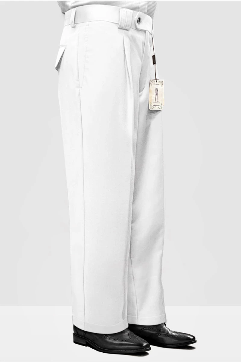 Mens Italian Wool Wide Leg Dress Pants In White 1 Mens Italian Wool Wide Leg Dress Pants In White