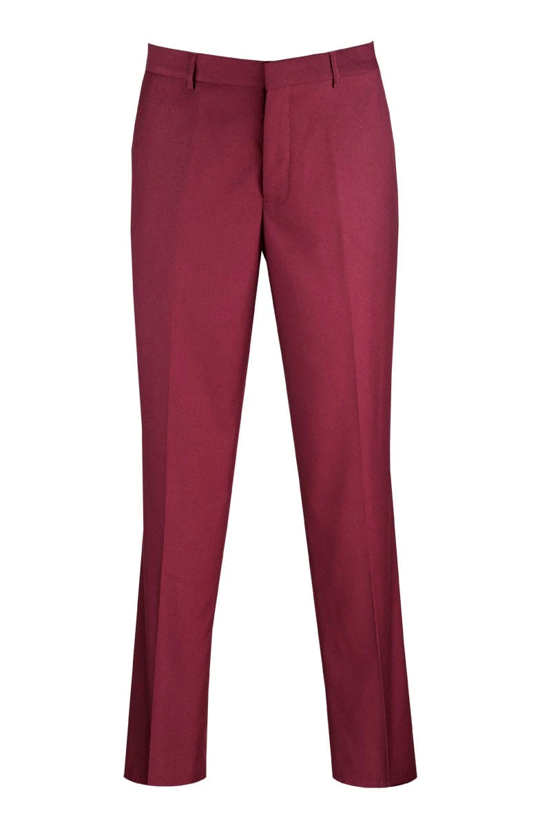 Burgundy Men's Modern Fit Wool Dress Pants - Stylish Comfort 1 Burgundy Men's Modern Fit Wool Dress Pants - Stylish Comfort