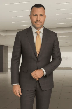 Wool Suit - Italian Made Business Suit By Statement Men's 3 Piece 100% Wool Modern Fit Suit - Bold Scoop Vest