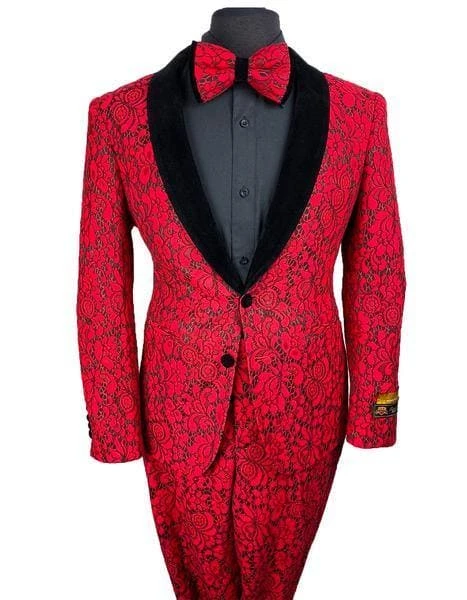 Floral Prom Suit - Vienna-Dark-Rojo-Lace 1 Floral Prom Suit - Vienna-Dark-Rojo-Lace