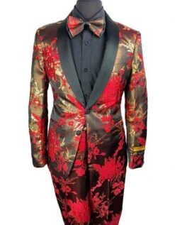 Floral Prom Suit - Vienna-Red/Black