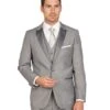 Grey Prom Suit - Gray Wedding Suit - Gray Tuxedo Mens Vested One Button Peak Lapel Tuxedo In Light Grey