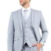 "Men's Slim Fit One Button Vested Business Suit - Light Grey Wedding Attire"
