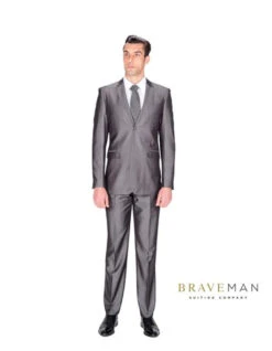Gray Groomsmen Suits Grey Sharkskin Wedding Suit