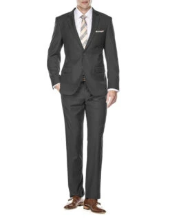 Gray Groomsmen Suits Mens 2 Button Modern Fit Suit Charcoal Grey