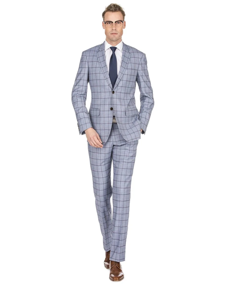 Gray Groomsmen Suits Mens Slim Fit Window Pane Suit Grey 2 Gray Groomsmen Suits Mens Slim Fit Window Pane Suit Grey - Image 2