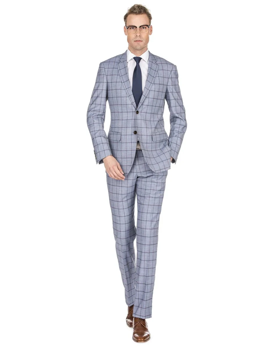 Gray Groomsmen Suits Mens Slim Fit Window Pane Suit Grey 1 Gray Groomsmen Suits Mens Slim Fit Window Pane Suit Grey