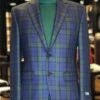 Big And Tall Holiday Jacket - Christmas Tartan Plaid Sport Jacket For Big Man In Color Green And Blue Tartan Scottish Pattern