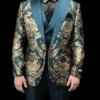Green And Gold Tuxedo Suit - Paisley Floral Wedding Vested Suit