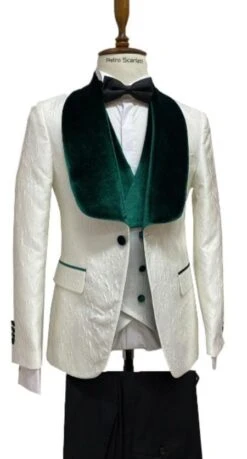 Men Light Green And White Suits - Green And White Tuxedos