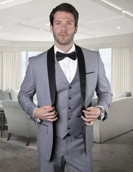 Men Grey Groom Suit Groomsmen Suit 1 Men Grey Groom Suit Groomsmen Suit