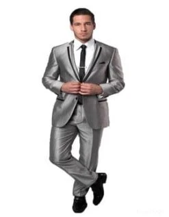 Men Grey Groom Groomsmen Suit