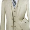 Stretch Fabric - Slim Fit - Mens Vested 2 Button Wide Peak Lapel Textured Summer Suit In Putty -Sand Light Tan Color -Alberto Nardoni Shop h6QjUjP