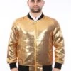 Gold Sequin Bomber Jacket For Men - Shiny Party Wear