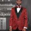 Mens Swirl Paisley Tuxedo In Red & Black