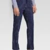 Mens Dark Navy Blue Pinstripe Dress Pants - Stripe Slacks - Slim Fit Suit -Alberto Nardoni Shop image40181