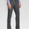 Mens Black Pinstripe Dress Pants - Charcoal Stripe Slacks - Flat Front Pant -Alberto Nardoni Shop image40182
