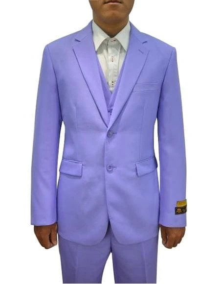 Men's Lavender One Chest Pocket Vested 3 Piece Suit 1 Men's Lavender One Chest Pocket Vested 3 Piece Suit