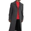 Mens Overcoat -Mens Long Wool Topcoats- Topcoat For Men-Men's Dress Coat Blu Martini Four Button Wool Full Length Charcoal Overcoat