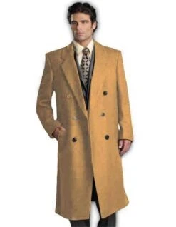 Mens Overcoat -Mens Long Wool Topcoats- Topcoat For Men-Mens Double Breasted Overcoat - "Cream Brown" Double Breasted Coat