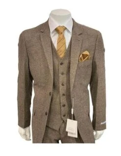 1930s Fashion Tweed ~ Herringbone Pattern- Mens 1930 Suit -1930s Tuxedo - Flap Pocket - Brown Suit