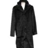 Mens Overcoat -Mens Long Wool Topcoats- Topcoat For Men-Men's Long Length Faux Fur Coat Full Length Overcoat ~ Long Men's Dress Topcoat - Winter Coat + Matching Hat Black