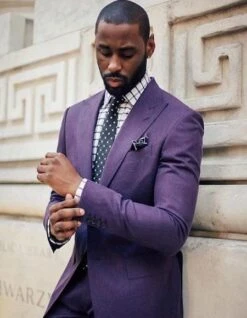 Mens Big And Tall Linen Suit -Purple Suit