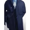Mens Overcoat -Mens Long Wool Topcoats- Topcoat For Men-Navy Blue Men's Full Length Wool Overcoat Belted Wool Overcoat