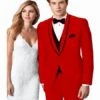 Holiday Suit - Christmas Suit - Christmas Blazer Prom ~ Wedding Tuxedo Suits Wtih Trim Shawl Collar Vested Suit Red/Black Trim