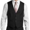 Four Button Besom Pocket Men's Black Slim Fit Suit Separates Tuxedo Vest