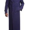 Mens Overcoat -Mens Long Wool Topcoats- Topcoat For Men-Men's Full Length Overcoat Navy Blue Wool Double Breasted Overcoat