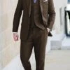 Mens Big And Tall Linen Suit -Brown Suit