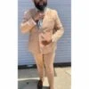 Double Breasted Pinstripe Suit - Mens "Bronze - Tan Pinstripe - Camel" Double Breasted Pinstripe Suit - Flat Front Pants -Alberto Nardoni Shop image57513
