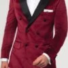 SKU#JA58269 Mens Burgundy Velvet Tuxedo - Velvet Suits Double Breasted Tuxedo Suits - Slim Fit -Alberto Nardoni Shop image58269