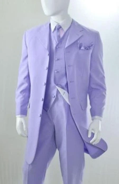 Mens Lavender Zoot Suit Long Jacket 3 Piece 1 Mens Lavender Zoot Suit Long Jacket 3 Piece