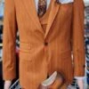 Suit And Shirt Combinations Orange Pinstripe Suit - Rust - Cognac Brick Color Suit + Free White Shirt(Combo Deal)
