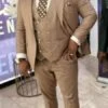Rossiman Men’s Tan Suit – Gold Buttons & Double-Breasted Vest Elegance -Alberto Nardoni Shop image61360